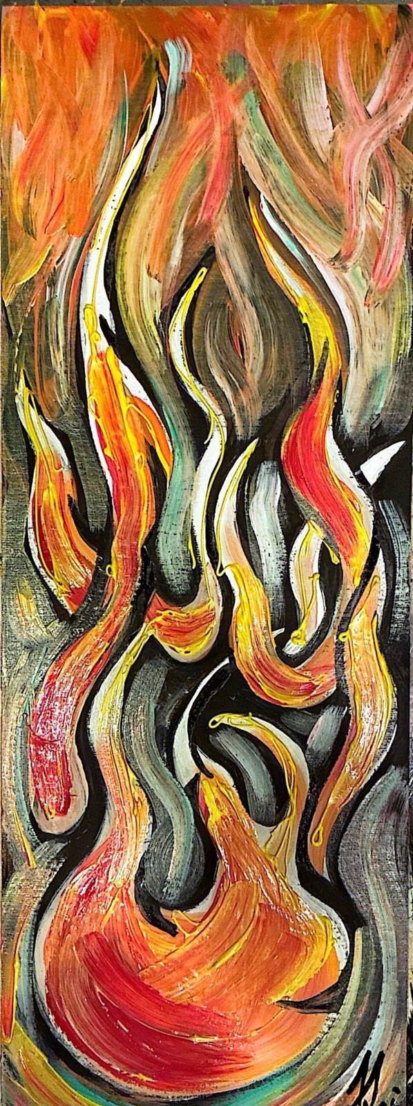 Abstract Flames, original acrylic painting by Franco Piperis