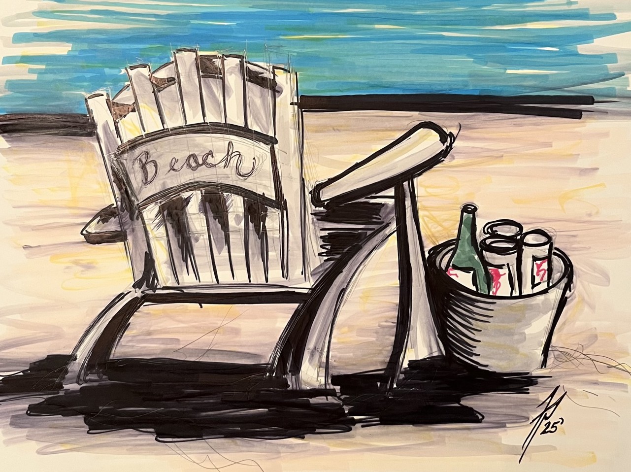 Beach Chair, original acrylic painting by Franco Piperis