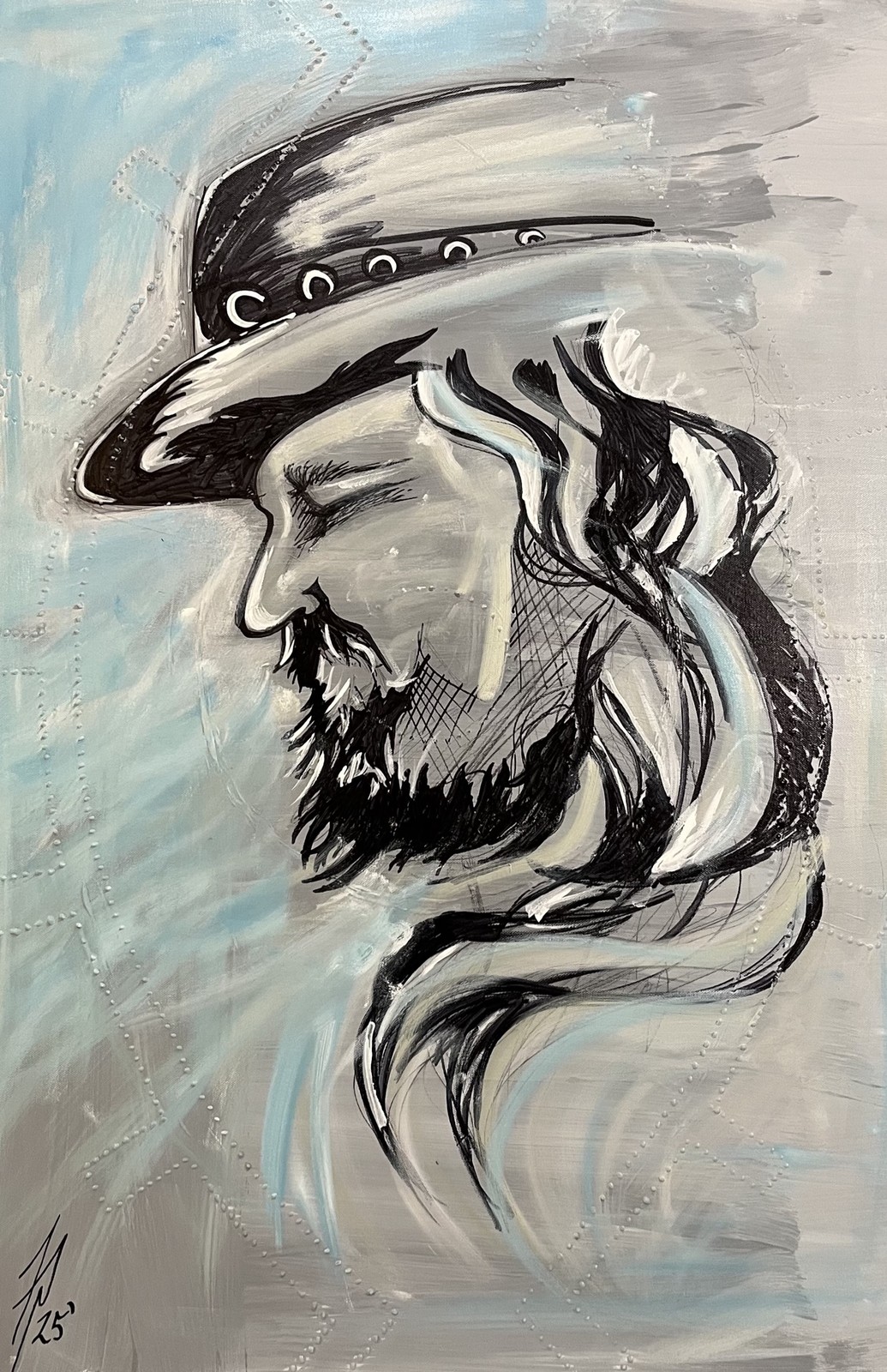 The Aviator, original acrylic painting by Franco Piperis