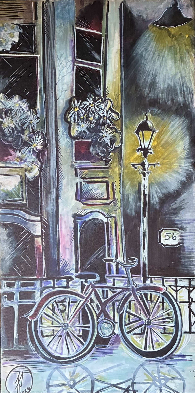 Night Ride, original acrylic painting by Franco Piperis