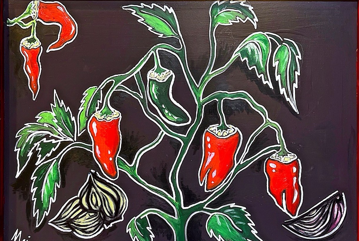 Chili Peppers, original acrylic painting by Franco Piperis