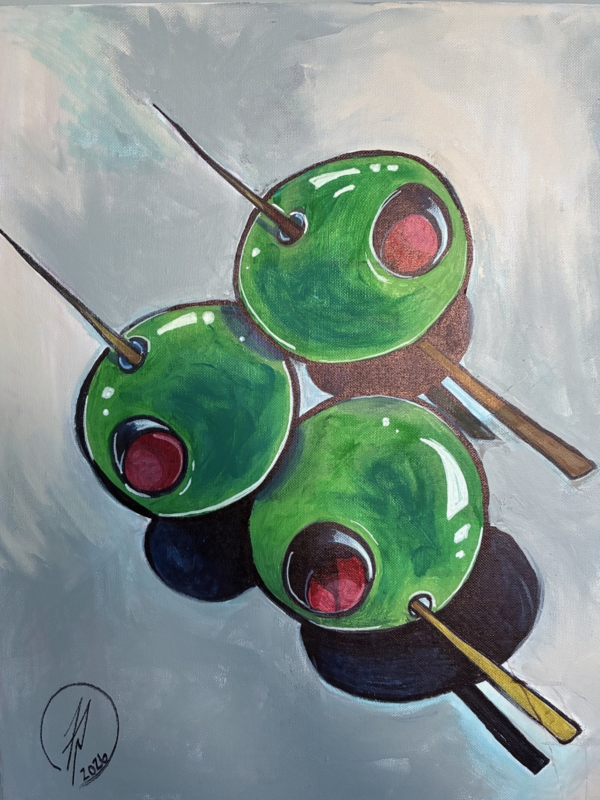 Cocktail Olives, original acrylic painting by Franco Piperis