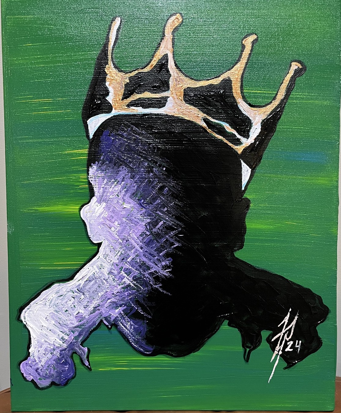 Crowned Skull, original acrylic painting by Franco Piperis