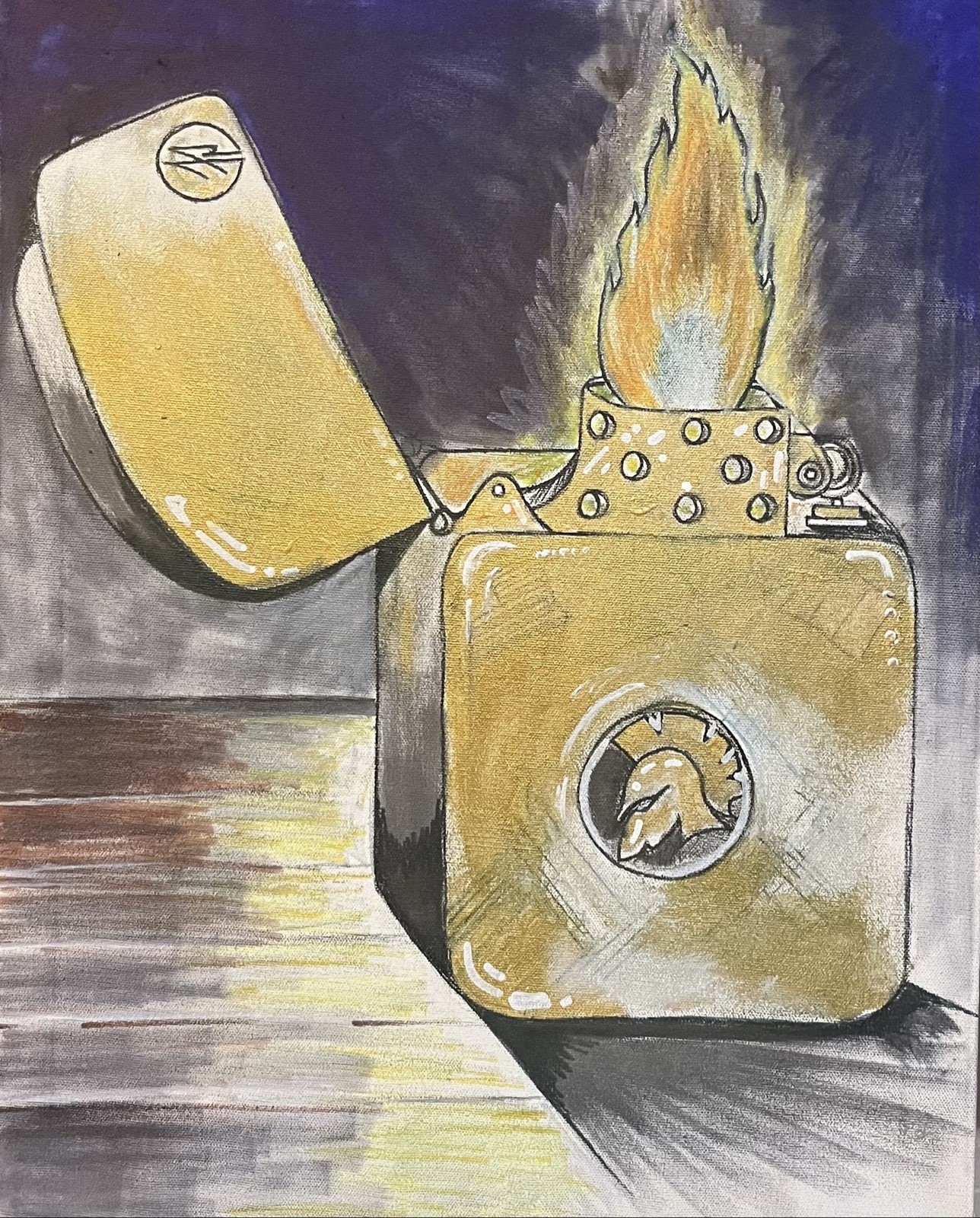 Gold Lighter, original acrylic painting by Franco Piperis