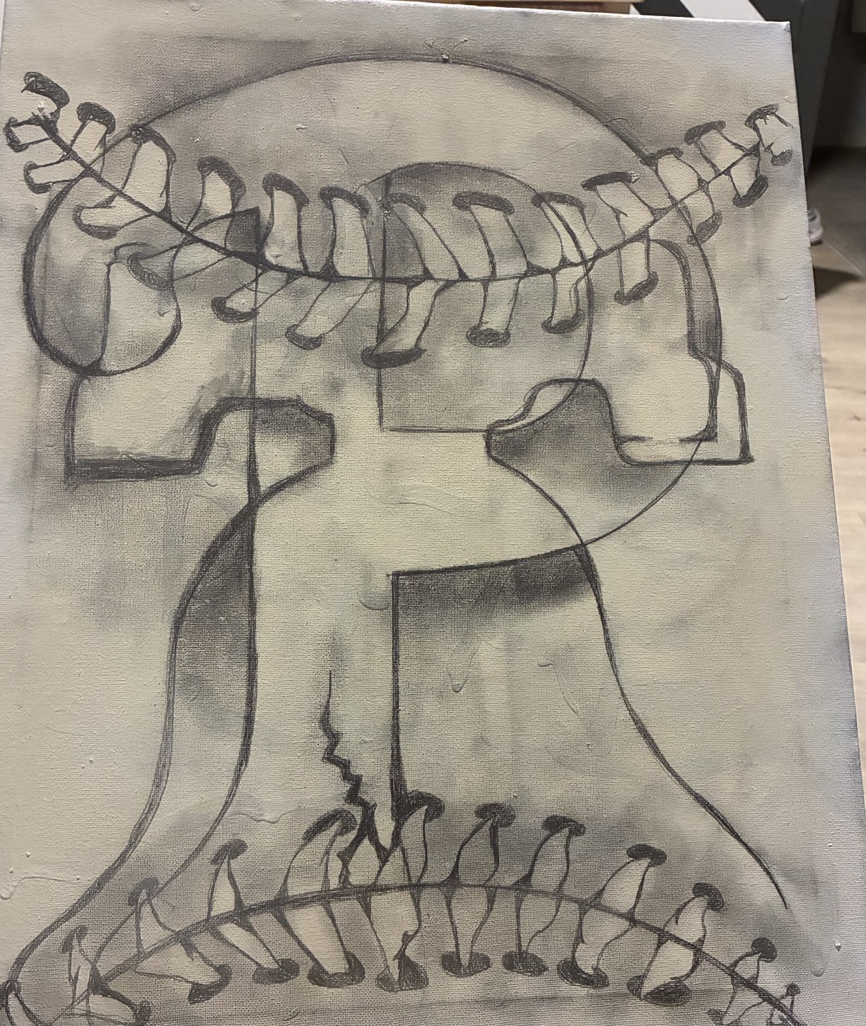 Liberty Bell Sketch, original acrylic painting by Franco Piperis