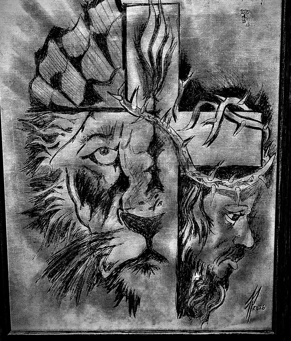 Lion and Lamb, original acrylic painting by Franco Piperis