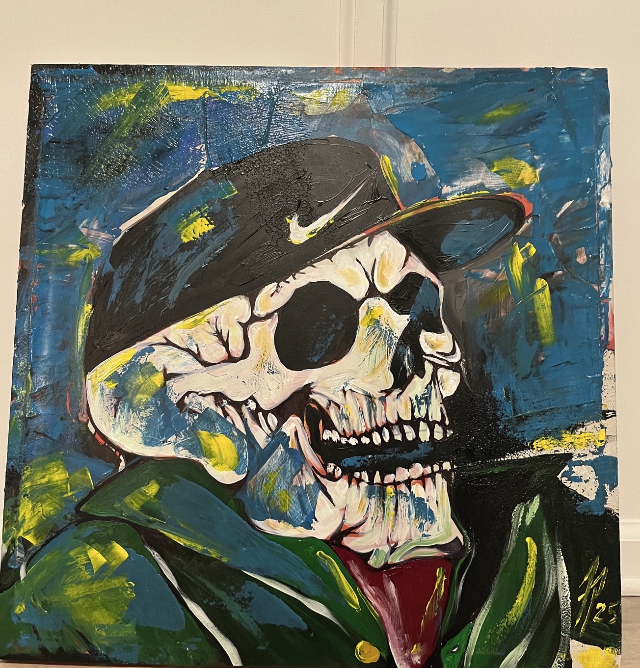 Nike Skull, original acrylic painting by Franco Piperis