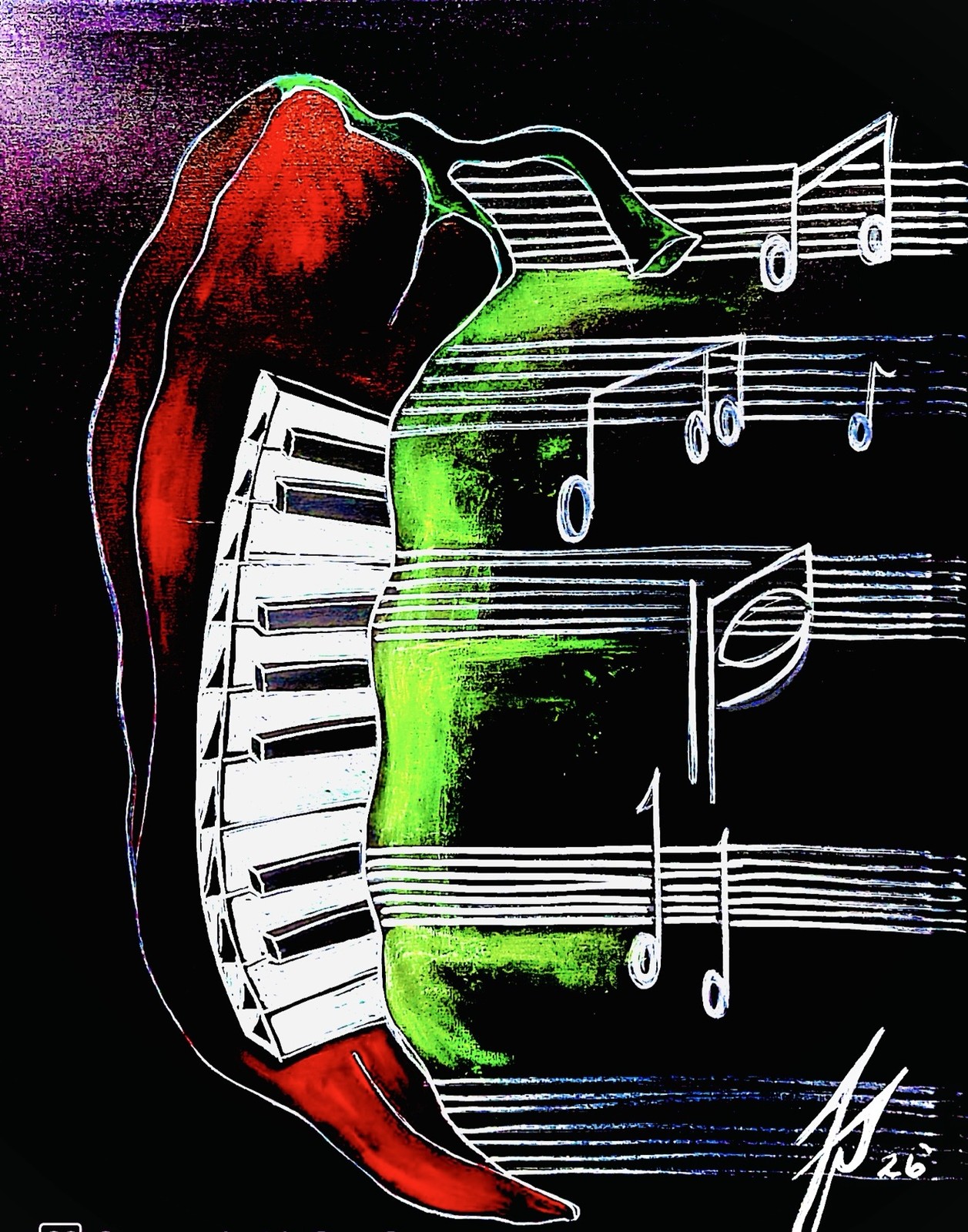 Pepper Keys, original acrylic painting by Franco Piperis